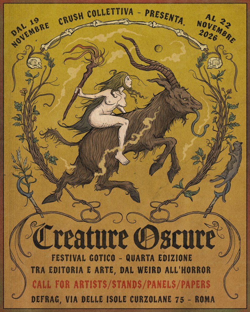 CREATURE OSCURE-FESTIVALGOTICO 2026 / CONOSCENZE E RITUALI OCCULTI (illustrazione di Matteo Gabos)